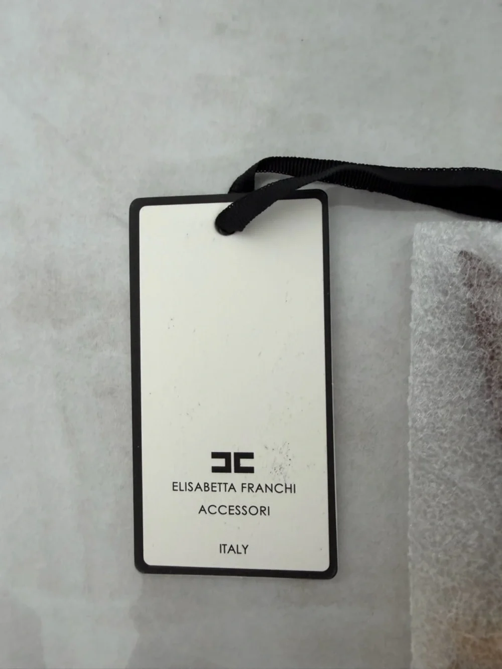 Elisabetta Franchi Cognac Leather Keychain with Zipper Case NWT In Gift Box